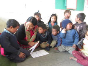 KG letter reading assessment @ Shree Dongden Devi Secondary School